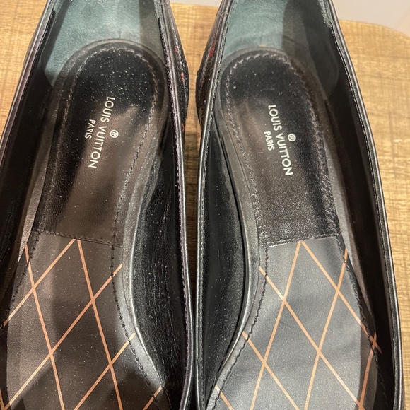 LOUIS VUITTON BLACK RED MONOGRAM REVIVAL BALLERINA FLAT SHOES 36.5 - Picture 10 of 12